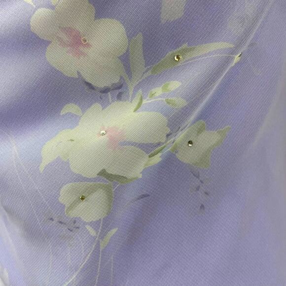 Vintage 90s CHELSEA NITES Purple Floral Chiffon Prom Dress (6) Rhinestone Fairy - Picture 3 of 8